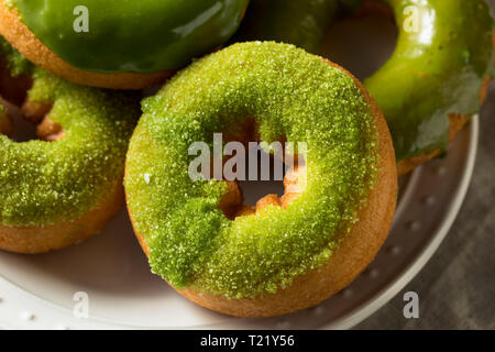 Homemade Green Tea Matcha Donuts Ready to Eat Stock Photo