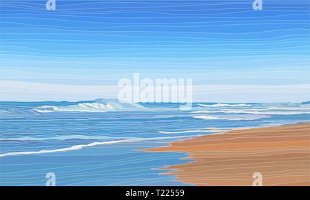 Empty tropical beach, summer vacation or travel background vector illustration Stock Vector