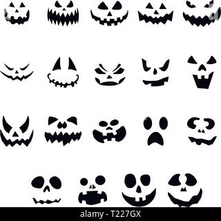 A large set of pumpkin faces. Especially for Halloween Stock Vector