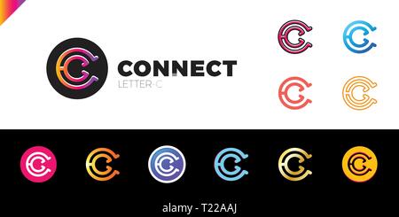 Letter C logo icon design template elements set or collection Stock Vector