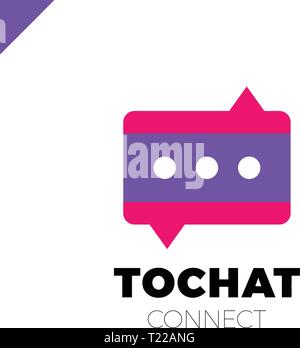 Mini Chat Logo. Bubble and three dots Stock Vector