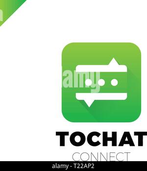 Mini Chat Logo. Bubble and three dots Stock Vector