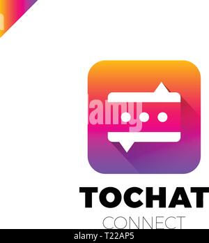 Mini Chat Logo. Bubble and three dots Stock Vector