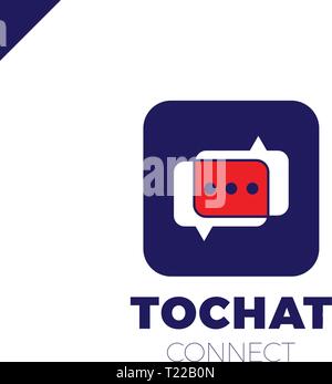 Mini Chat Logo. Bubble and three dots Stock Vector