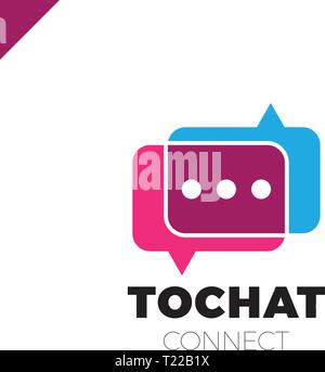 Mini Chat Logo. Bubble and three dots Stock Vector