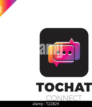 Mini Chat Logo. Bubble and three dots Stock Vector