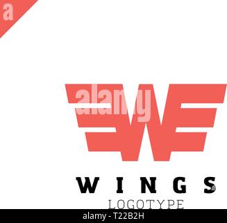Abstract wings and letter W logo template. Vector business icon. Corporate branding identity Stock Vector