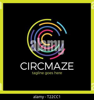 Circle Maze Logotype - Letter C logo Stock Vector