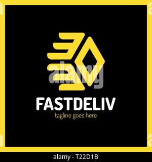 Fast Delivery Logo. Hexa Arrow Logotype Stock Vector