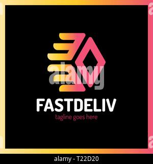 Fast Delivery Logo. Hexa Arrow Logotype Stock Vector
