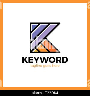 Keyword Logo Letter K Three Line Logotype Stock Vector
