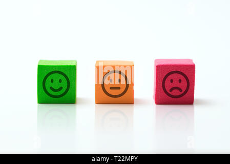 Three emoticons icons positive, neutral and negative Stock Photo