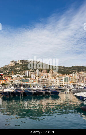 Principality of Monaco, Monaco, Monte Carlo, View from Port Hercule Stock Photo