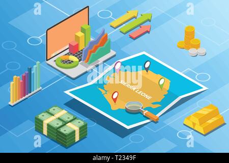sierra leone isometric financial economy condition concept for describe country growth expand - vector Stock Vector