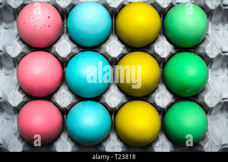 Brightly coloured decorated Easter eggs Stock Photo