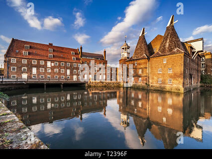 Three Mills Island, Clock Mill, River Lee, Bromley-by-Bow, Newham, East London. Stock Photo