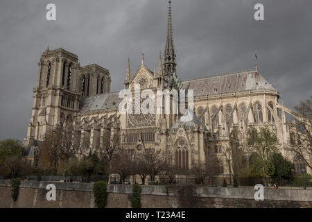 A view of Notre Dame in Paris in monocrome Stock Photo
