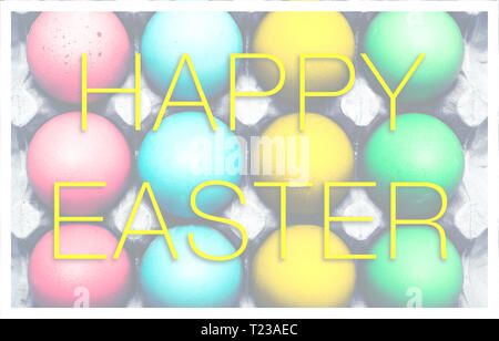 Easter template with colourful easter eggs and text Stock Photo