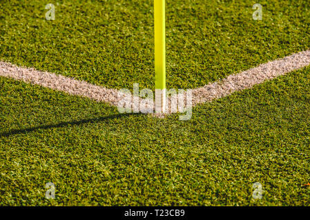 Flags on a soccer field, stop and warning concept Stock Photo