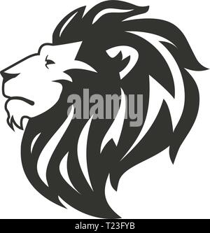 Black lion silhouette isolated on white background. Stock Vector