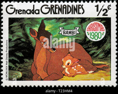 Postage stamp from Grenada Grenadines in the Christmas 1980 series Stock Photo