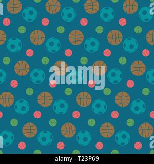 vector sports balls seamless pattern Stock Vector
