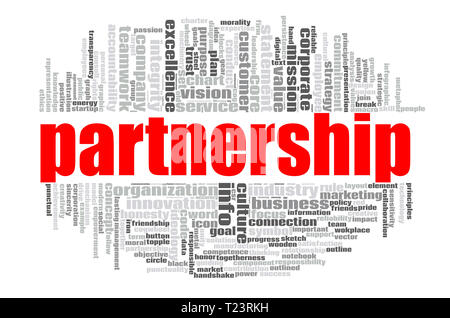 Partnership word cloud concept on white background, 3d rendering. Stock Photo
