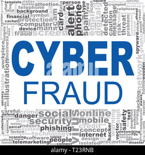 Cyber fraud word cloud. Creative illustration of idea word lettering typography . 3D rendering Stock Photo