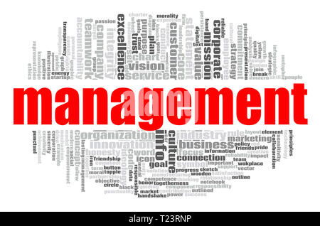 Management word cloud concept on white background, 3d rendering. Stock Photo