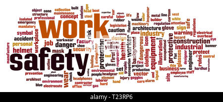 Work safety word cloud. Creative illustration of idea word lettering typography . 3D rendering. Stock Photo
