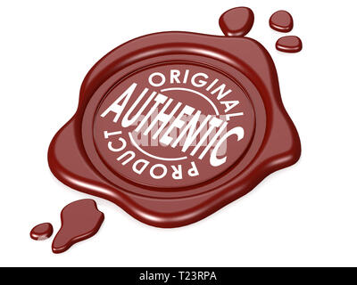 Authentic product red wax seal, 3D rendering Stock Photo