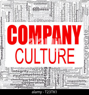 Company culture word cloud. Creative illustration of idea word lettering typography . 3D rendering. Stock Photo