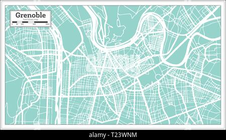 Grenoble France City Map in Retro Style. Outline Map. Vector Illustration. Stock Vector