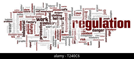 Regulation word cloud. Creative illustration of idea word lettering typography . 3D rendering. Stock Photo
