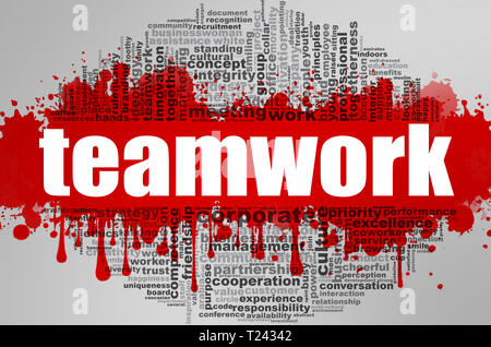 Teamwork word cloud. Creative illustration of idea word lettering typography . 3D rendering. Stock Photo