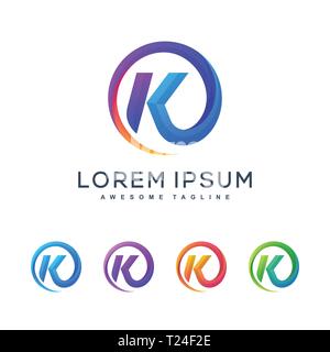 Letter K Multicolored Concept illustration vector Design template. Suitable for Creative Industry, Multimedia, entertainment, Educations, Shop, and an Stock Vector