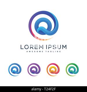 Letter Q Multicolored Concept illustration vector Design template. Suitable for Creative Industry, Multimedia, entertainment, Educations, Shop, and an Stock Vector