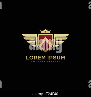 Wing Badge Concept illustration vector template. Suitable for Creative Industry, Multimedia, entertainment, Educations, Shop, and any related business Stock Vector