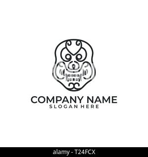 Japanese Mask illustration Concept vector Design template. Suitable for Creative Industry, Multimedia, entertainment, Educations, Shop, and any relate Stock Vector