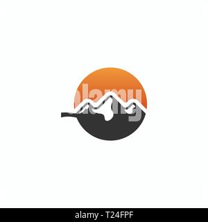 Leaf Mountain Illustration Vector Template. Suitable for Creative Industry, Multimedia, entertainment, Educations, Shop, and any related business Stock Vector