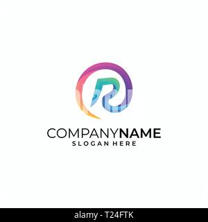 Letter R color Concept illustration vector Design template. Suitable for Creative Industry, Multimedia, entertainment, Educations, Shop, and any relat Stock Vector