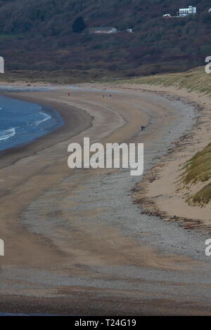 The long sweeping bay between Ogmore by sea and Newton village with the well known Merthyr Mawr sand dunes where some of Lawrence of arabia was filmed. Stock Photo