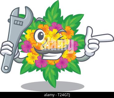 Mechanic lantana flowers isolated with the character Stock Vector