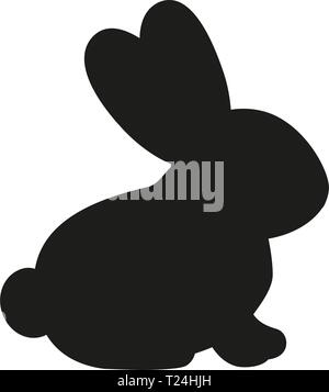 Black and white side view rabbit silhouette Stock Vector