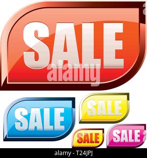 Set of colored shiny sale buttons, vector illustration Stock Vector