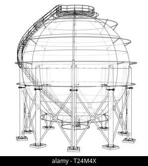 Spherical gas tank outline. Vector Stock Vector