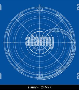 Spherical gas tank outline. Vector Stock Vector