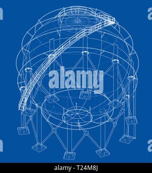 Spherical gas tank outline. Vector Stock Vector