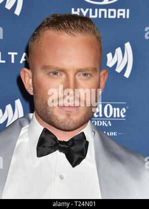 BEVERLY HILLS, CA - MARCH 28: August Getty attends the 30th Annual GLAAD Media Awards at The Beverly Hilton Hotel on March 28, 2019 in Beverly Hills, California. Stock Photo