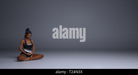 Woman Breathing Exercise Sitting in Lotus Position Stock Photo - Alamy